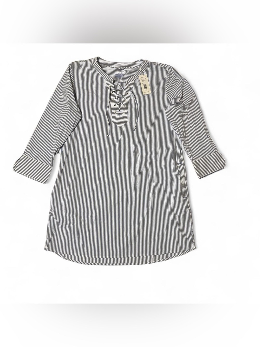 Vineyard Vines blue and white striped lace up tunic top